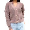 JEsilunmaMY Women's Button Cardigan Sweater Long Sleeve V Neck Open Front Loose Outwear Solid Color Cropped Knit Sweaters (Red,Medium) view 1