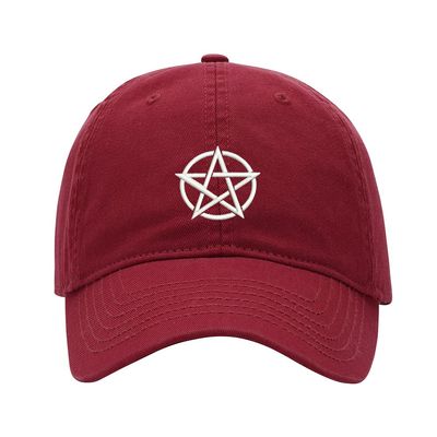 Baseball Cap Men Supernatural Pentagram Embroidered Washed Cotton Dad Hat Baseball Caps (Red,7 5/8)