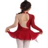 winying Girls Ice Skating Dress Long Sleeve Rhinestone Figure Skating Costume Gymnastics Leotard Ballet Dance Dress Red 12 Years view 3