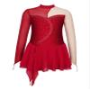 winying Girls Ice Skating Dress Long Sleeve Rhinestone Figure Skating Costume Gymnastics Leotard Ballet Dance Dress Red 12 Years view 4