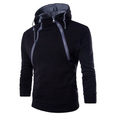 Maiyifu-GJ Men Slim Fit Athletic Pullover Hoodies Fleece Unique Zipper Hooded Sweatshirt Casual Lightweight Drawstring Hoodie (Black,Medium)