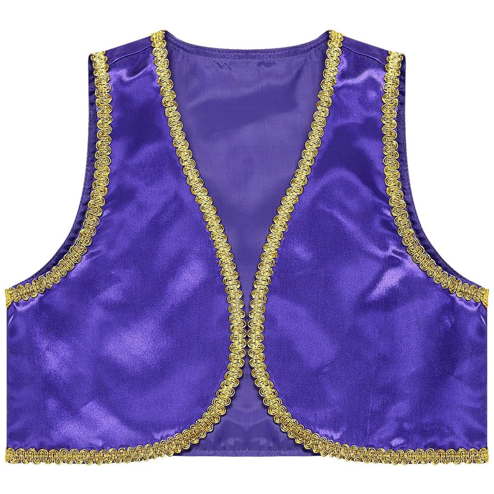 Manyakai Boys Arabian Prince Tops Waistcoat Vest Kids Fairy Tale Dramas Stage Performance Fancy Dress Ups Purple 16 Years