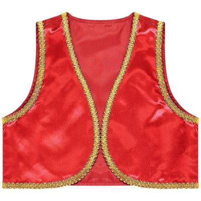 Manyakai Boys Arabian Prince Tops Waistcoat Vest Kids Fairy Tale Dramas Stage Performance Fancy Dress Ups Red 16 Years