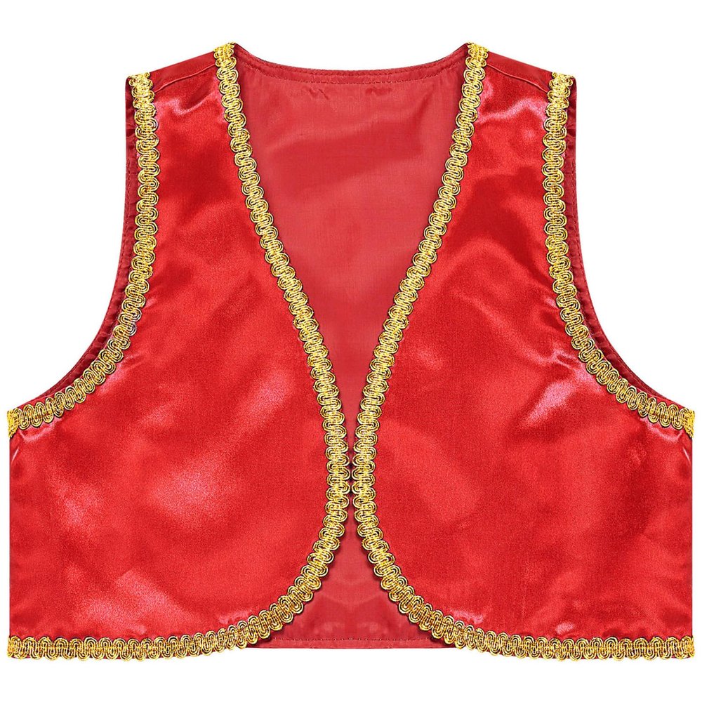 Manyakai Boys Arabian Prince Tops Waistcoat Vest Kids Fairy Tale Dramas Stage Performance Fancy Dress Ups Red 16 Years