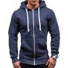 Maiyifu-GJ Men Full Zip Slim Fit Hoodies Casual Solid Gym Hooded Sweatshirt Long Sleeve Lightweight Hoodie with Kanga Pocket (Dark Blue,X-Large) view 3