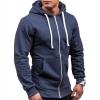 Maiyifu-GJ Men Full Zip Slim Fit Hoodies Casual Solid Gym Hooded Sweatshirt Long Sleeve Lightweight Hoodie with Kanga Pocket (Dark Blue,X-Large) view 4