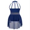 Agoky Girls Lyrical Dance Dress Sleeveless Cutout Ballet Modern Contemporary Dance Costume Gymnastic Skirt Leotard Dark Blue 10 Years view 3