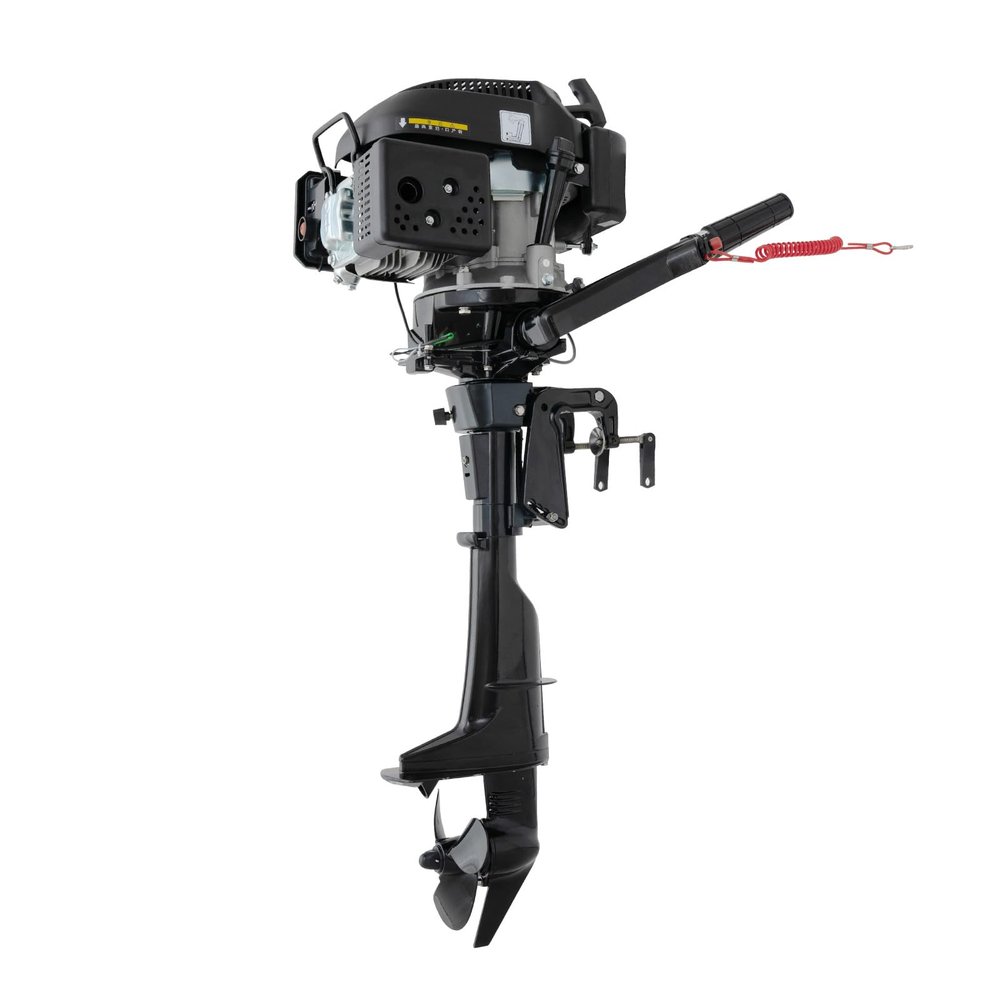 4 Stroke 6HP Short Shaft Outboard Motor Engine,140CC Outboard Boat Motor Fishing Boat Engine Motor with Air Cooling TCI Ignition System Manual Start Tiller Control for Fishing Boat Kayak Engine