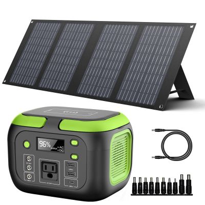 Solar-Generator-155Wh-Portable-Power-Station-with-40W-Solar-Panel-Included - 200W Backup Solar Power Generator with AC Outlets DC USB Type-C for Camping Boat Travel Outdoor Adventures Home Emergency