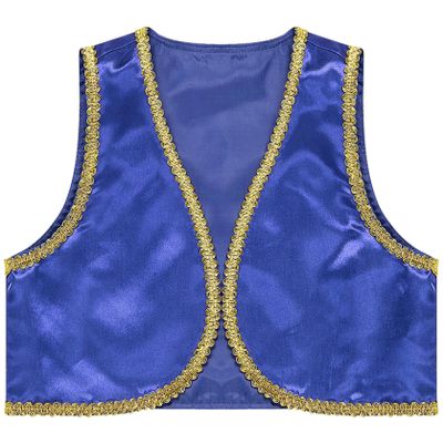 Manyakai Boys Arabian Prince Tops Waistcoat Vest Kids Fairy Tale Dramas Stage Performance Fancy Dress Ups Blue 16 Years