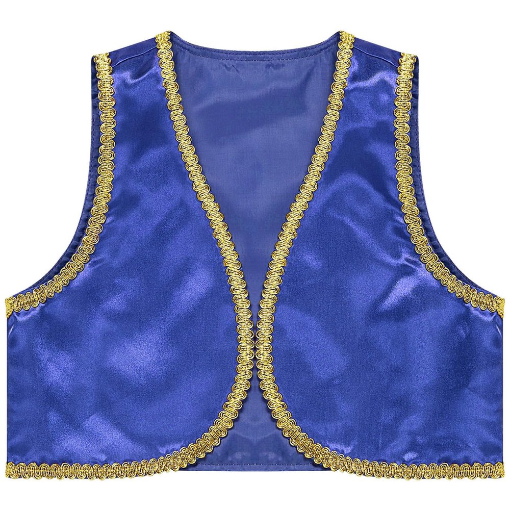 Manyakai Boys Arabian Prince Tops Waistcoat Vest Kids Fairy Tale Dramas Stage Performance Fancy Dress Ups Blue 16 Years