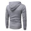 Maiyifu-GJ Men Plaid Jacquard Pullover Hoodies Lightweight Long Sleeve Hooded Sweatshirt Drawstring Hoodie with Kanga Pocket (Light Grey,Small) view 2
