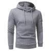 Maiyifu-GJ Men Plaid Jacquard Pullover Hoodies Lightweight Long Sleeve Hooded Sweatshirt Drawstring Hoodie with Kanga Pocket (Light Grey,Small) view 3