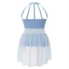 Agoky Girls Lyrical Dance Dress Sleeveless Cutout Ballet Modern Contemporary Dance Costume Gymnastic Skirt Leotard Light Blue 10 Years view 3