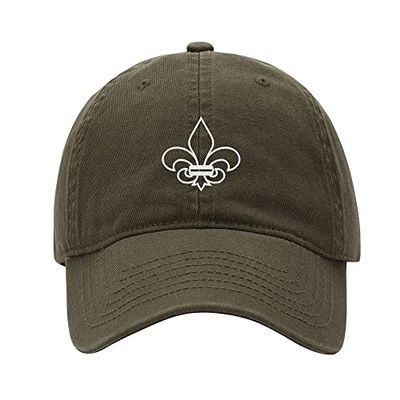 Baseball Cap Men Fleur De Lis Embroidered Washed Cotton Dad Hat Baseball Caps (Green,7 5/8)