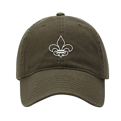 Baseball Cap Men Fleur De Lis Embroidered Washed Cotton Dad Hat Baseball Caps (Green,7 5/8)