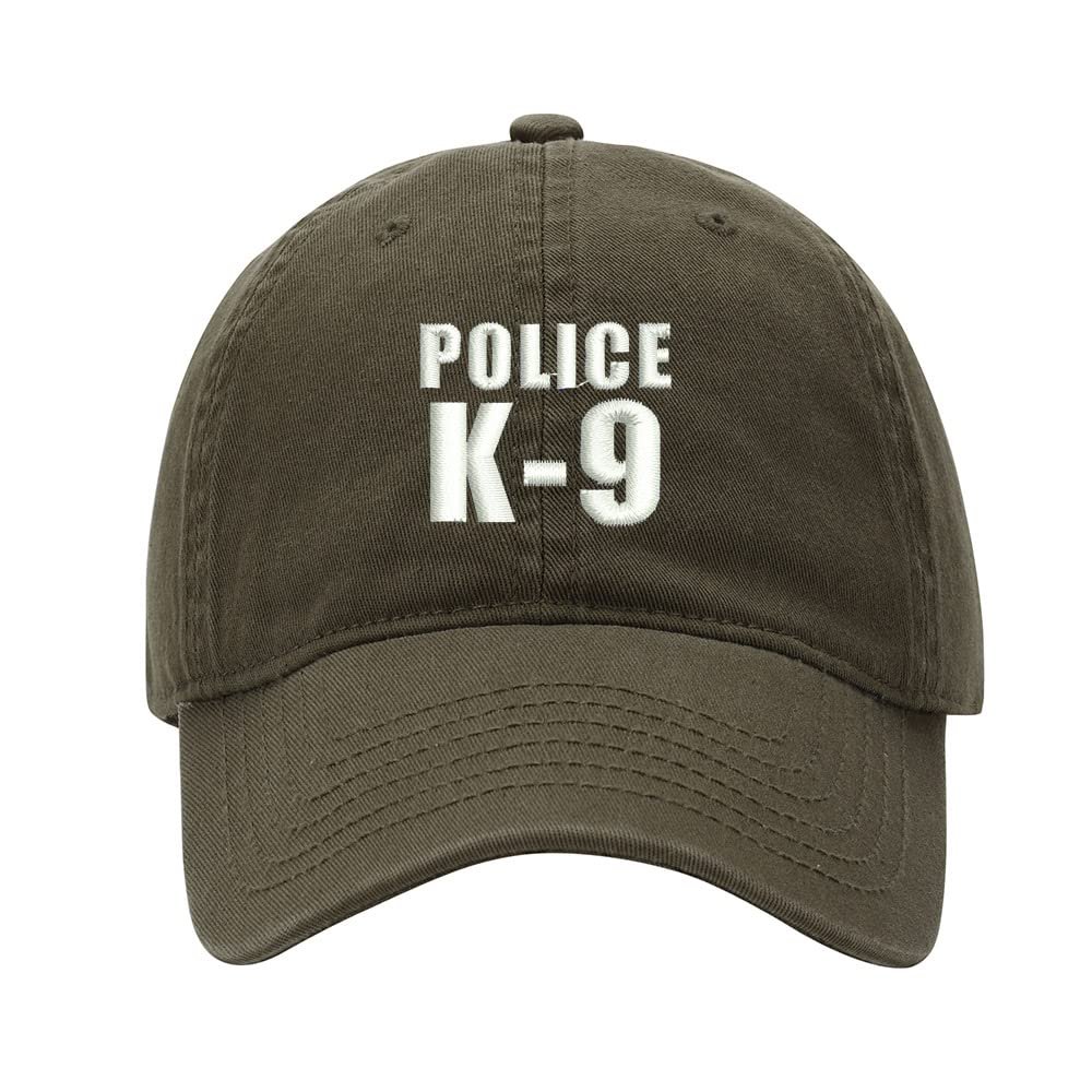 L8502-LXYB Baseball Cap Men K9 Canine Police Officer Embroidered Washed Cotton Dad Hat Baseball Caps (Green,7 5/8)