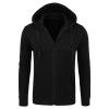 Maiyifu-GJ Men Full Zip Slim Fit Hoodies Casual Solid Gym Hooded Sweatshirt Long Sleeve Lightweight Hoodie With Kanga Pocket (Black,XX-Large) view 1