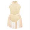 Agoky Girls Lyrical Dance Dress Sleeveless Cutout Ballet Modern Contemporary Dance Costume Gymnastic Skirt Leotard Champagne 8 Years view 1