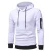 Maiyifu-GJ Men Plaid Jacquard Pullover Hoodies Lightweight Long Sleeve Hooded Sweatshirt Drawstring Hoodie with Kanga Pocket (White,Large) view 4