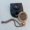 Engraved Compass, Custom Compass, Personalized | Antique Brass Pocket Compass with Leather Case for Hiking Camping Valentine's Day Gift | Groomsmen Gift view 1
