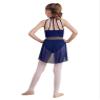 Agoky Girls Lyrical Dance Dress Sleeveless Cutout Ballet Modern Contemporary Dance Costume Gymnastic Skirt Leotard Dark Blue 8 Years view 4