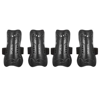 PATIKIL Soccer Shin Pads Size S, 4 Pack Breathable PVC Sport Guard for Youth, Black