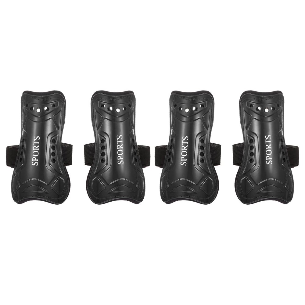 PATIKIL Soccer Shin Pads Size S, 4 Pack Breathable PVC Sport Guard for Youth, Black