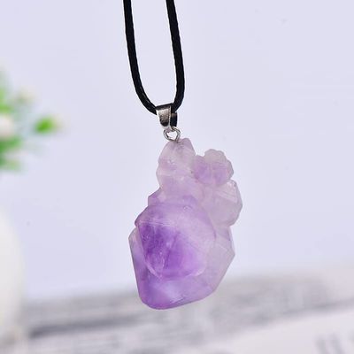 1PC 100% Natural Amethyst Citrine Pendant Stone with Pink Quartz Mineral Rock Crystal Necklace for Gift Women's Jewelry,Amethyst