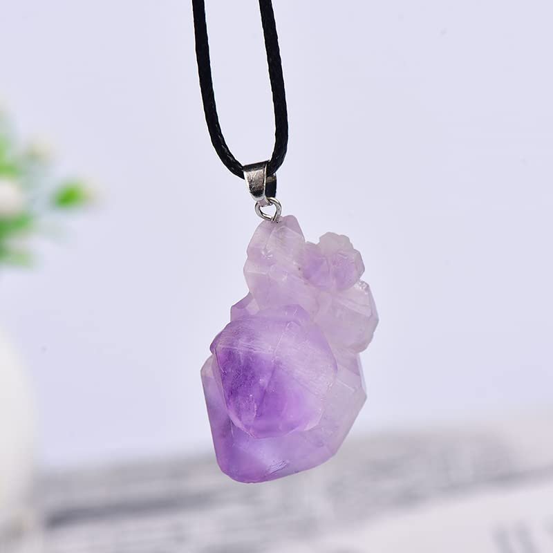1PC 100% Natural Amethyst Citrine Pendant Stone with Pink Quartz Mineral Rock Crystal Necklace for Gift Women's Jewelry,Amethyst