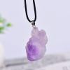 1PC 100% Natural Amethyst Citrine Pendant Stone with Pink Quartz Mineral Rock Crystal Necklace for Gift Women's Jewelry,Amethyst view 1