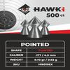 Hawki Airgun Pellets .177cal/4.5mm Caliber (9.72gr/0.63 g) 500 ct Hi6019EX Pointed view 3