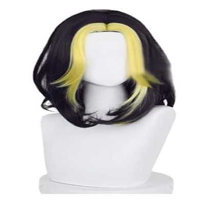TO KU TOO YUO Cosplay Wig Future Black Golden Long Wig Heat Resistant Hair Wigs + Wig Cap