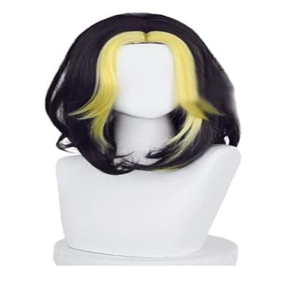 TO KU TOO YUO Cosplay Wig Future Black Golden Long Wig Heat Resistant Hair Wigs + Wig Cap