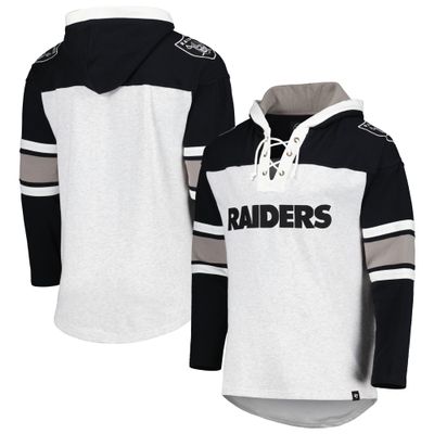 47 Men's Las Vegas Raiders Heather Gray Gridiron Lace-Up Pullover Hoodie