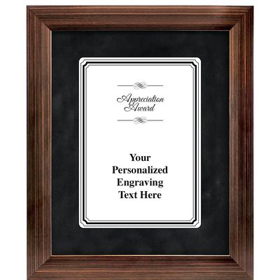 9 3/8" x11 3/8" Appreciation Award Frame Plaque, Customized Bronze Paradigm Frame Award with Your Text On White Metal Plate