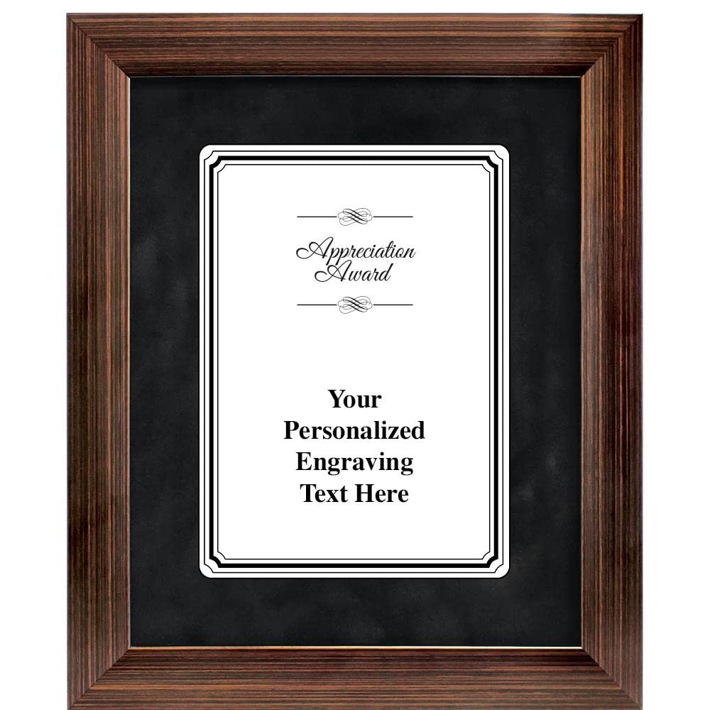 9 3/8" x11 3/8" Appreciation Award Frame Plaque, Customized Bronze Paradigm Frame Award with Your Text On White Metal Plate