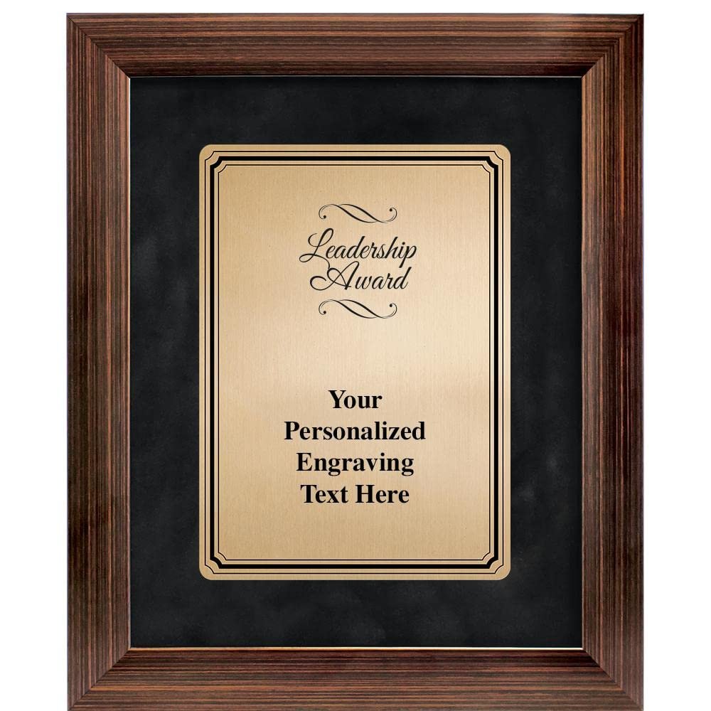 10 3/8" x12 3/8" Leadership Award Frame Plaque, Personalized Bronze Paradigm Frame Award with Your Text On Gold Metal Plate Prime