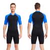PRELGOSP Shortie Wetsuit Ladies Mens 1.5mm Front Zip Neoprene Wetsuits One Piece Short Sleeve Wet Suit Swimwear Warm Diving Snorkeling Surfing,Men Blue,M view 1