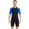 PRELGOSP Shortie Wetsuit Ladies Mens 1.5mm Front Zip Neoprene Wetsuits One Piece Short Sleeve Wet Suit Swimwear Warm Diving Snorkeling Surfing,Men Blue,M view 2