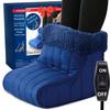 Thermee Micro Flannel Heated Foot Warmer, Sherpa Fleece, 2-Hour Safety Shut-Off, Electric Foot Heater for Women & Men, Foot Warmers for Feet, Heated Slippers, Under Desk Foot Warmer-Sapphire view 1