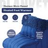 Thermee Micro Flannel Heated Foot Warmer, Sherpa Fleece, 2-Hour Safety Shut-Off, Electric Foot Heater for Women & Men, Foot Warmers for Feet, Heated Slippers, Under Desk Foot Warmer-Sapphire view 2