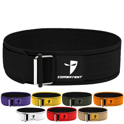 Combatent Quick Locking Weight Lifting Belt Men and Women - 4 Inches Neoprene with Metal Buckle - Adjustable Weight Belt for Olympic Lifting, Powerlifting and Compound Workouts (X-Large, Black)