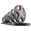 XMark Texas Star Olympic Weight Set With Bar, Black Shaft Barbell With Chrome Sleeves, and 185 lb. Weight Plate Set view 3