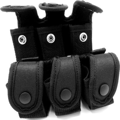 2 Pack Cordura Nylon Triple Speedloader Pouch for Belts, 9mm 22 38 357 40 41 44 45, 5-6-7 Shots