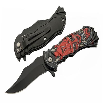 SZCO 4.5" Artistic Folding Pocket Knife Folding Knife for Men with Clip, Black Stainless Steel Blade, Printed ABS Handle & EDC Liner Lock for Camping, Hiking, Outdoor Use
