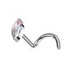 Pierced Owl 20GA F136 Implant Grade Titanium CZ Crystal Marquise Nose Screw (Aurora Borealis) view 1
