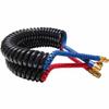15 Foot Kink-Repairing 70MM Diameter Air Brake Coiled Hoses with 4 Inch Blue and Red Grips - Pair view 1