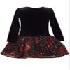 Bonnie Jean Girls 2T-16 Christmas Holiday Velvet Drop Waist Style Dress Black/Red/Silver view 2