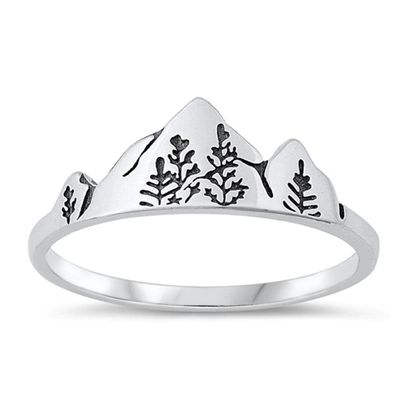 Mountains & Trees Nature Ring New 925 Sterling Silver Wilderness Band Size 9